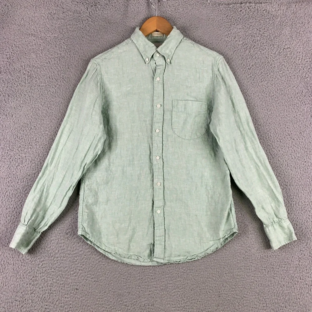 J. Crew Baird McNutt Irish Linen Button Down Shirt Mens Small Green Classic Fit